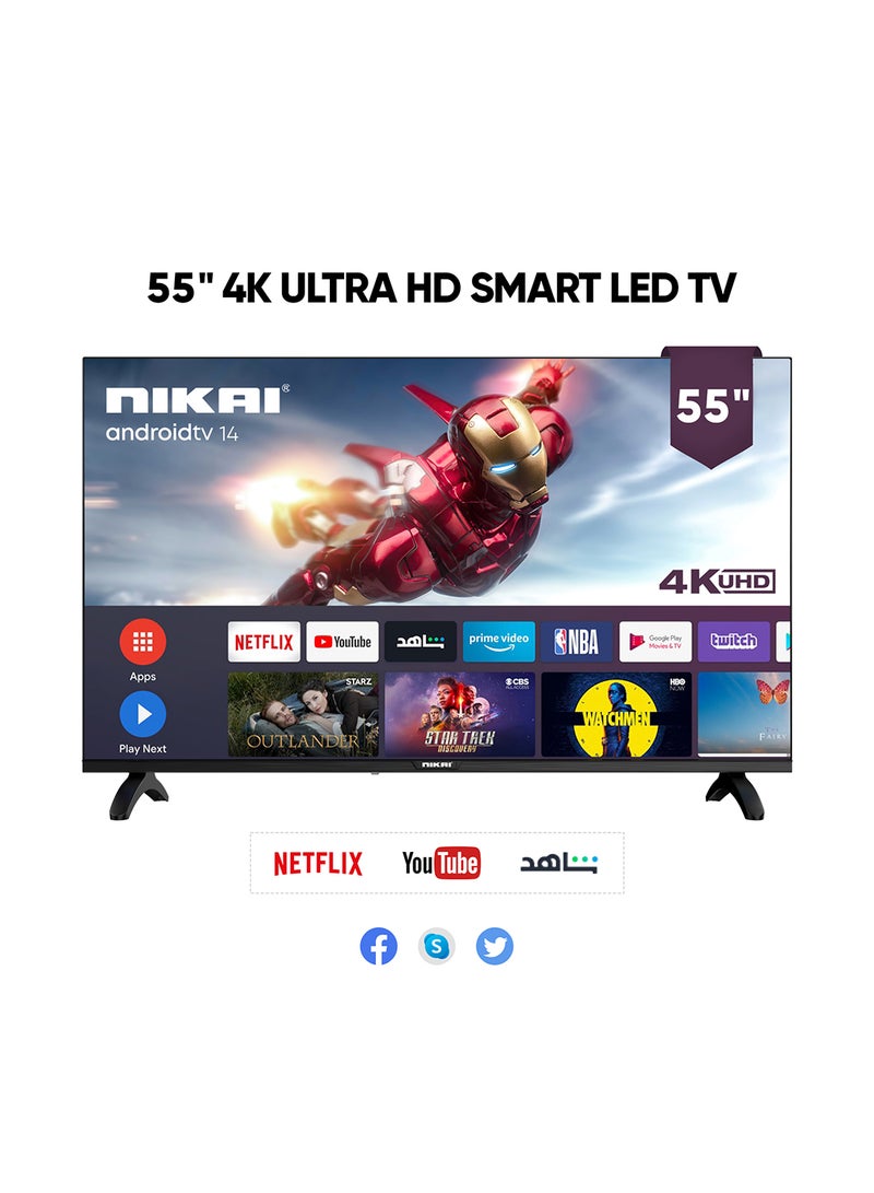 55 Inch 4K UHD Smart Android LED TV | Android OS | Built-In Wi-Fi & DLNA | Smart Apps including Twitter, Facebook, and Skype | 2 HDMI 3 USB | Quad-Core Processor - UHD55SLED / UHD5510SLED Black