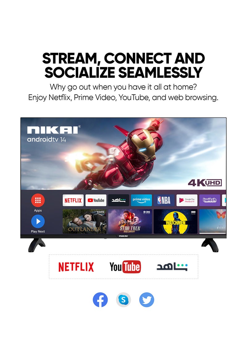 65-Inch 4K UHD Android Smart LED TV | Ultra HD Resolution, Built-In Apps (Netflix, YouTube, Facebook, Twitter, Skype) | 60Hz Refresh Rate, USB & HDMI Connectivity, DLNA Support UHD65SLED Black