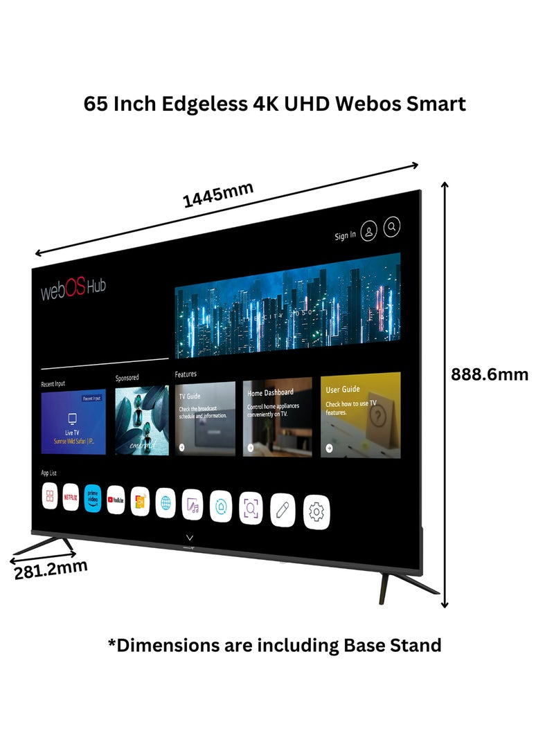 65 Inch 4K UHD Powered By LG WebOS Edgeless TV With Magic Remote Dolby Audio And Wall Mount In The Box E65ELWO1100 E65ELWO1100 Black