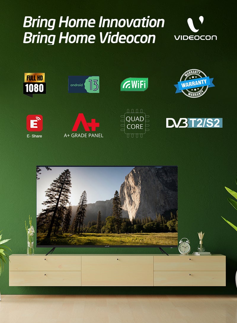 40 Inch Edgeless Android 14 Full HD Smart TV Netflix, Youtube, Amazon Prime Etc E40EL1100 Black