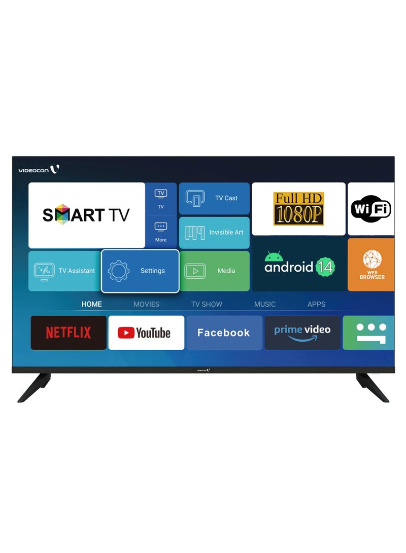 40 Inch Edgeless Android 14 Full HD Smart TV Netflix, Youtube, Amazon Prime Etc E40EL1100 Black