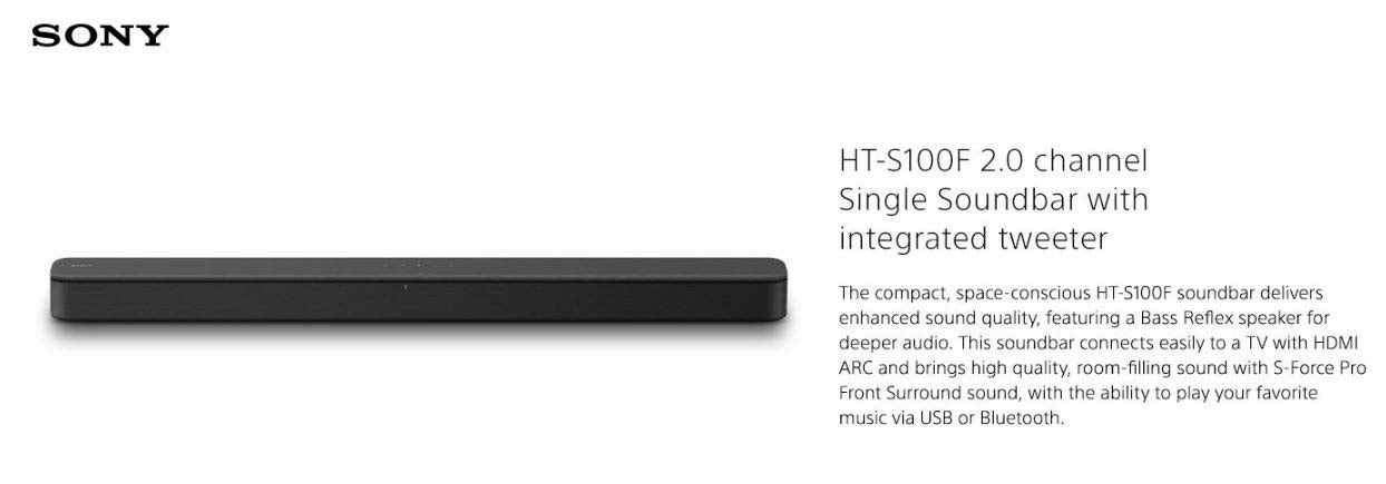 S-Force Surround Engine Single Soundbar HT-S100F Black