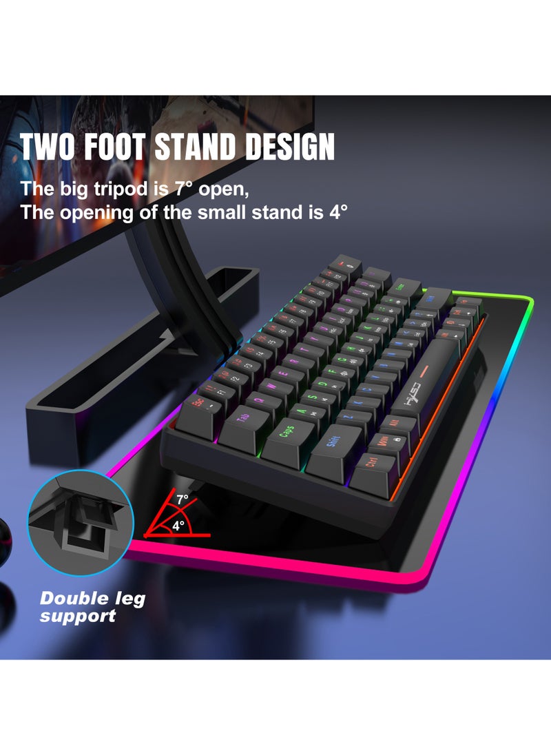 HXSJ New 61keys wired luminous mechanical keyboard set RGB hole mouse office game keybaord