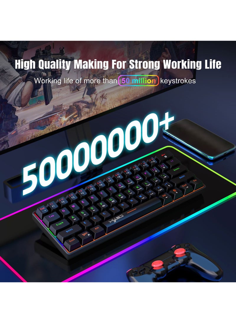 HXSJ New 61keys wired luminous mechanical keyboard set RGB hole mouse office game keybaord