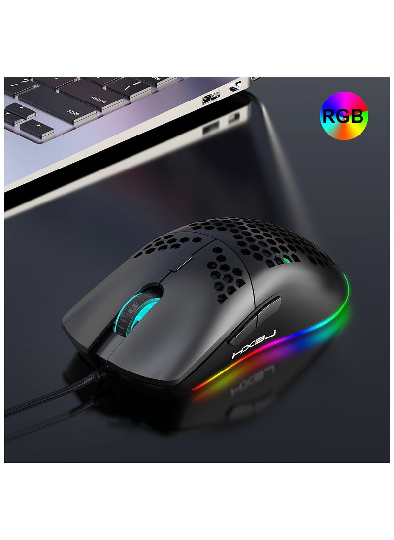 HXSJ New 61keys wired luminous mechanical keyboard set RGB hole mouse office game keybaord