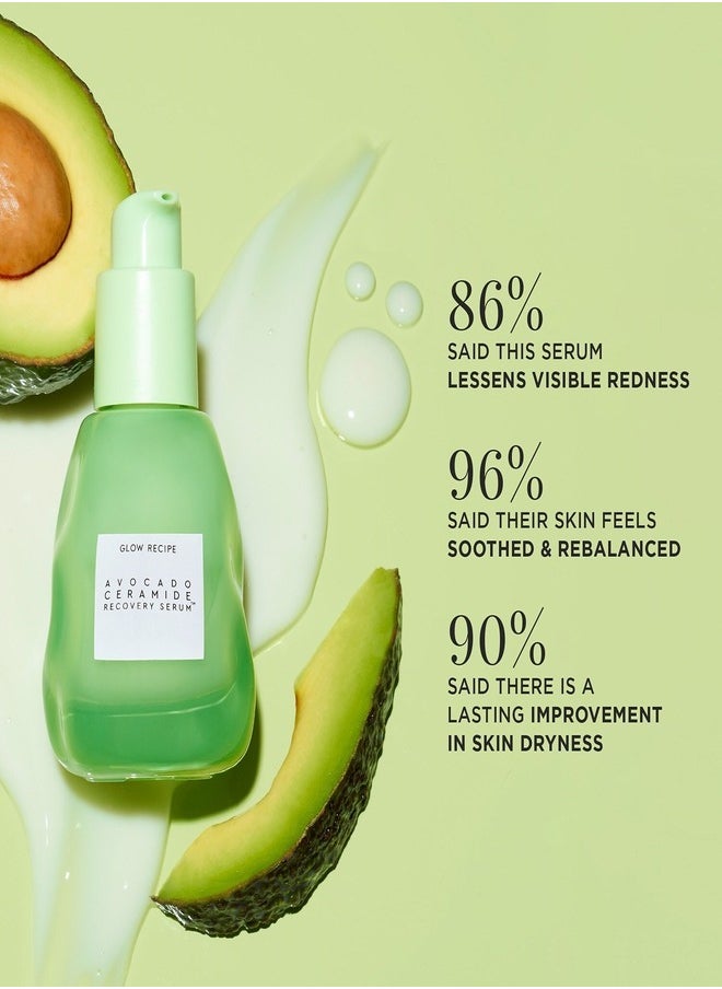 GLOW RECIPE Avocado Ceramide Recovery Serum, 30ml – Soothing, Redness-Reducing, and Barrier-Strengthening Serum with Ceramides and Avocado Extract