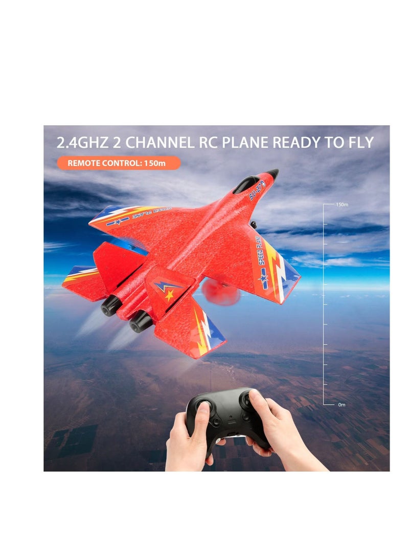 Airplane Fighter Ready-to-Fly 2.4GHz 2-Channel Remote Control Plane for Kids and Beginners