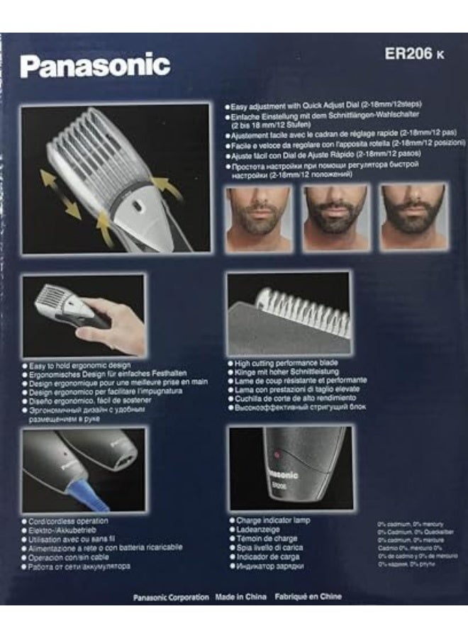 Rechargeable, Wet/Dry Beard & Hair Trimmer, 12 Cutting Lengths Grey/White