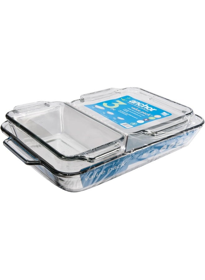 3Pc Preferred Glass Bakeware Set-68315  A/H