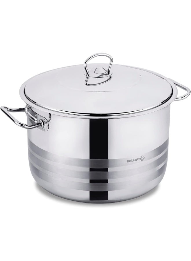 Sturdy And Durable Exclusive Shaped Lightweight Easy To Handle Alfa Casserole With Lid Silver 30x45cm
