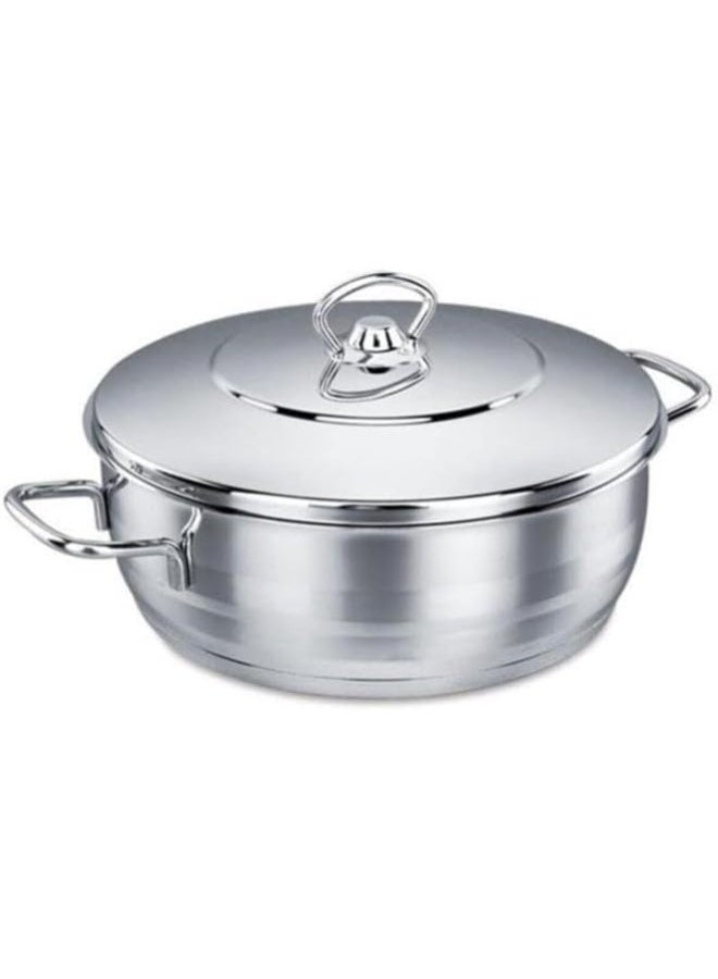 Low Casserole With Lid Silver 45x20cm