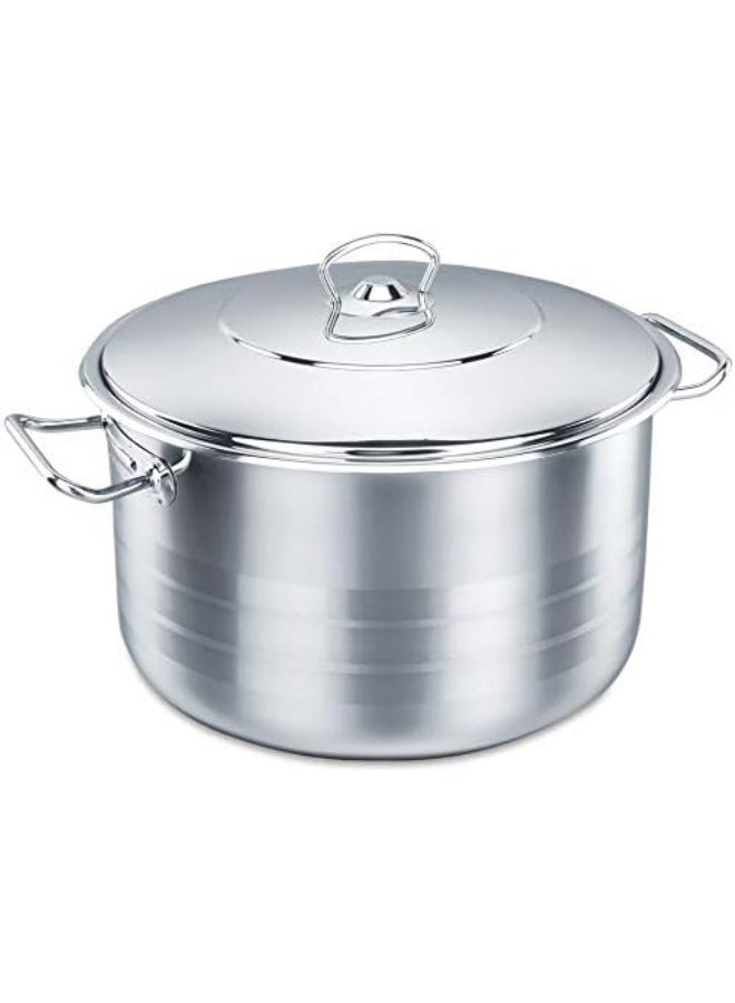 Sturdy And Durable Exclusive Shaped Cool Touch Handle Low Casserole With Lid Silver 15Liters