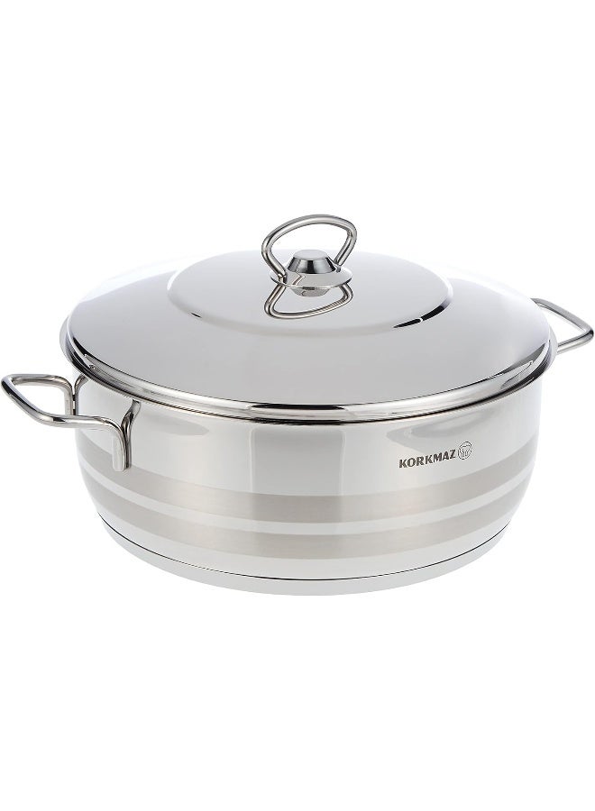 Low Casserole With Lid Silver 5.3Liters