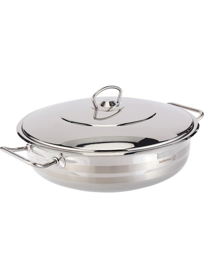 Extra Low Casserole With Lid Silver 7.5Liters