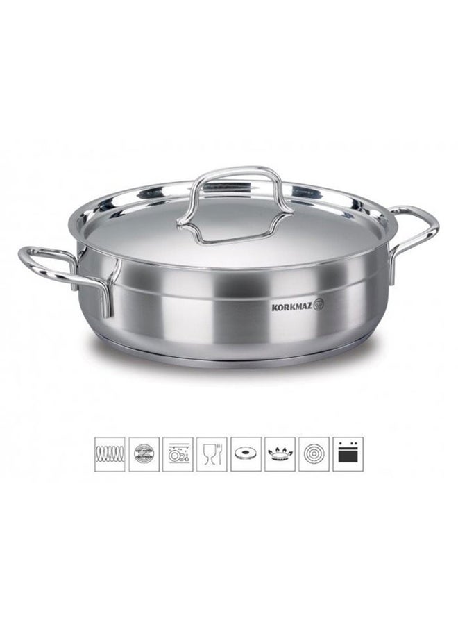 Low Casserole With Lid Silver 3.5Liters