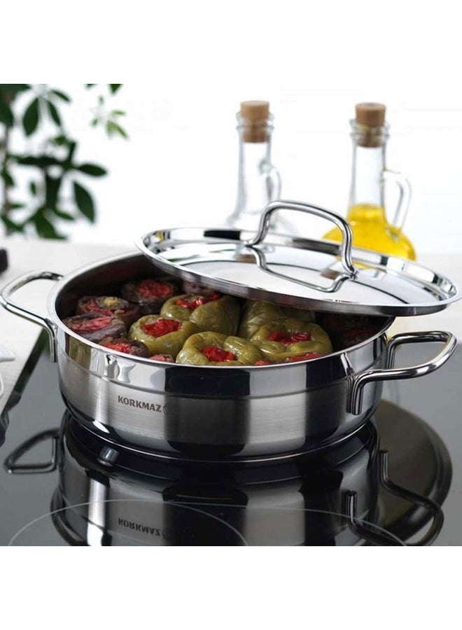 Low Casserole With Lid Silver 3.5Liters