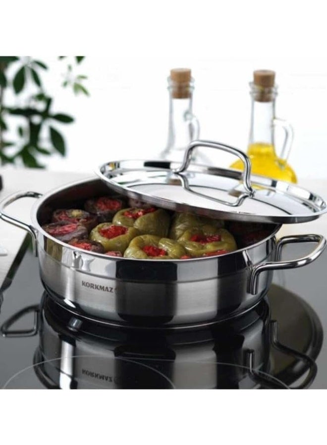 Alfa Short Cooker With Lid Silver 30x10cm