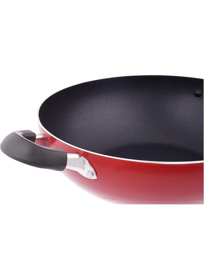 Non Stick Kadai 30Cm Cd Bottom All Cooktop Types 30X9.5Cm Red 30 CMcm