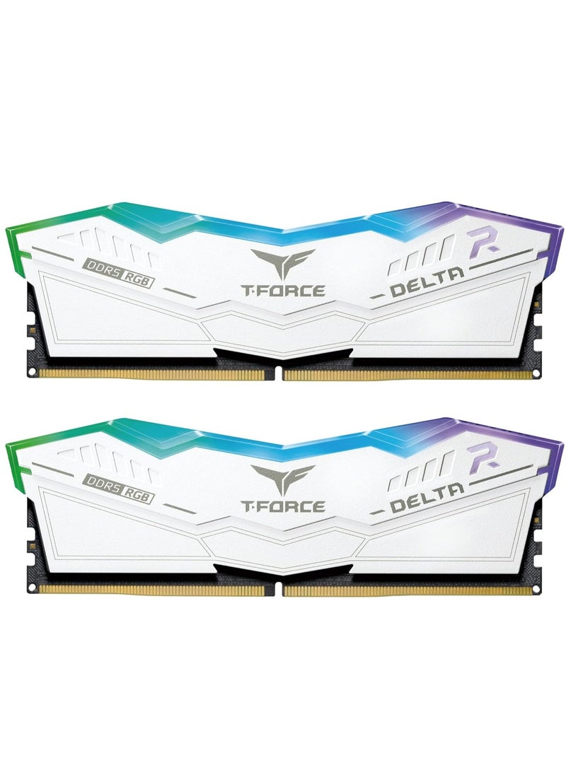 T-Force Delta RGB DDR5 Ram 32GB (2x16GB) 6000MHz PC5-48000 CL38 Intel XMP 3.0 & AMD Expo Compatible Desktop Memory Module Ram White FF4D532G6000HC38ADC01