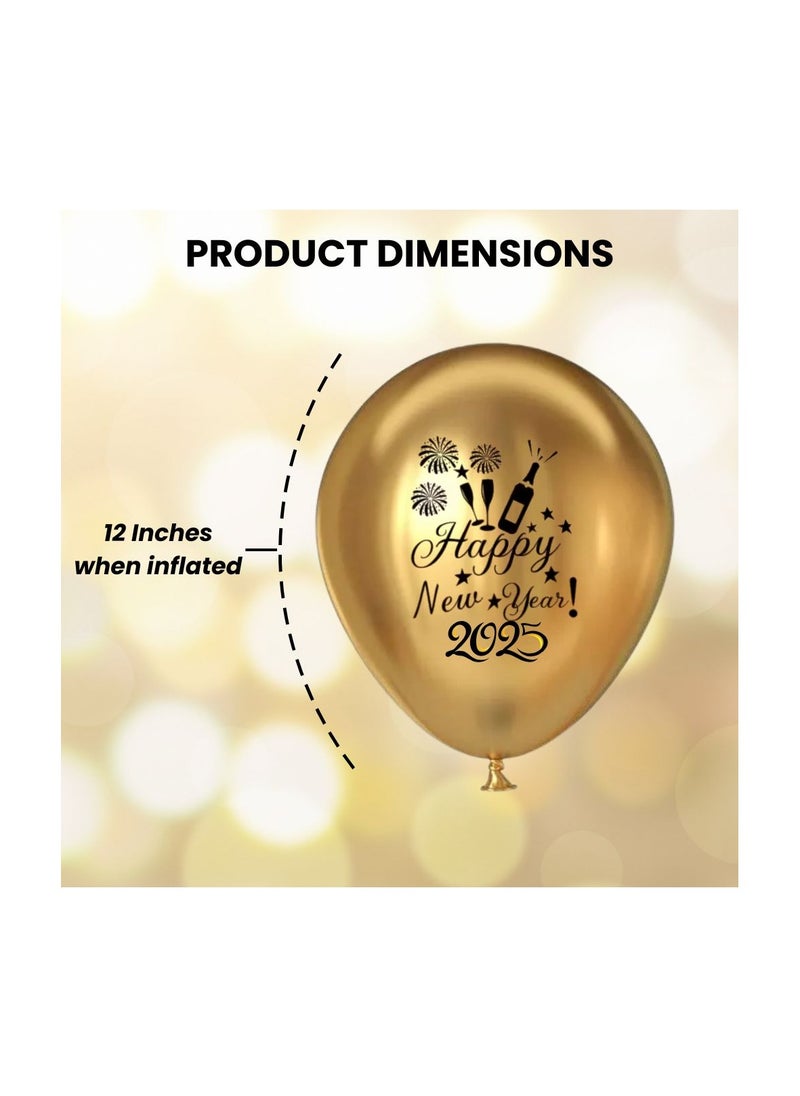 New Year Latex Balloons - Gold Black White New Year Eve Balloons - 2024 New Year Balloons New Years Eve Party Balloons for New Year 2024 Decorations