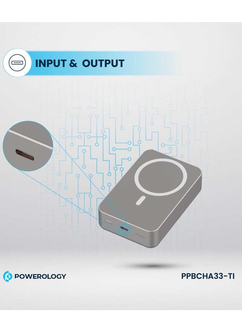 20000mAh Magsafe Power Bank 20W PD & 15W Wireless / Simultaneous Charging / Compact Design - Titanium