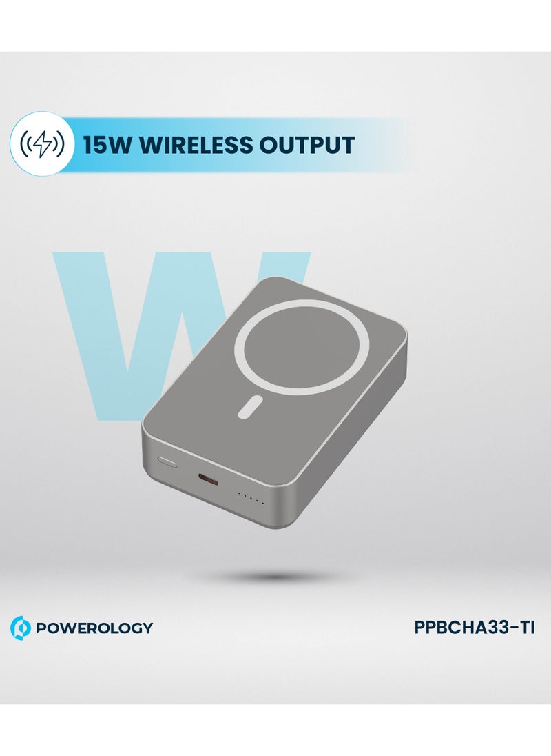 20000mAh Magsafe Power Bank 20W PD & 15W Wireless / Simultaneous Charging / Compact Design - Titanium