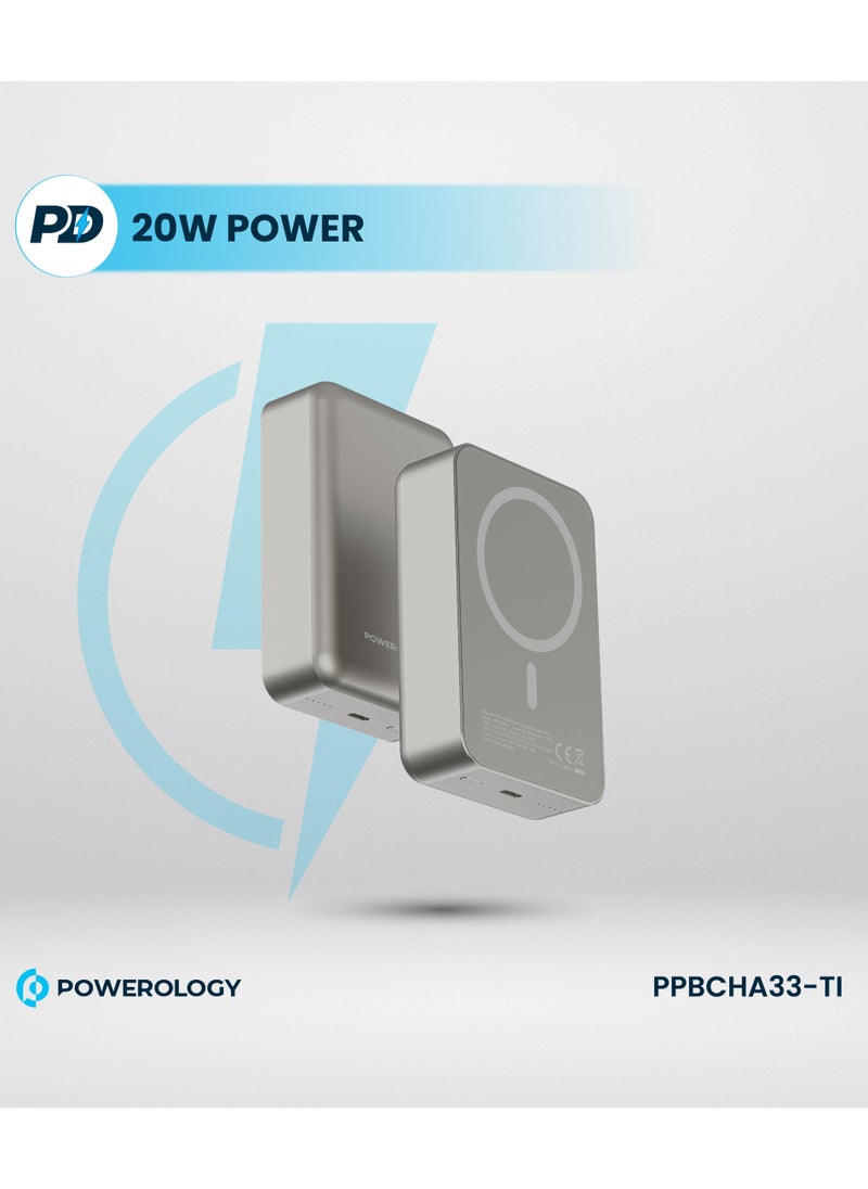 20000mAh Magsafe Power Bank 20W PD & 15W Wireless / Simultaneous Charging / Compact Design - Titanium