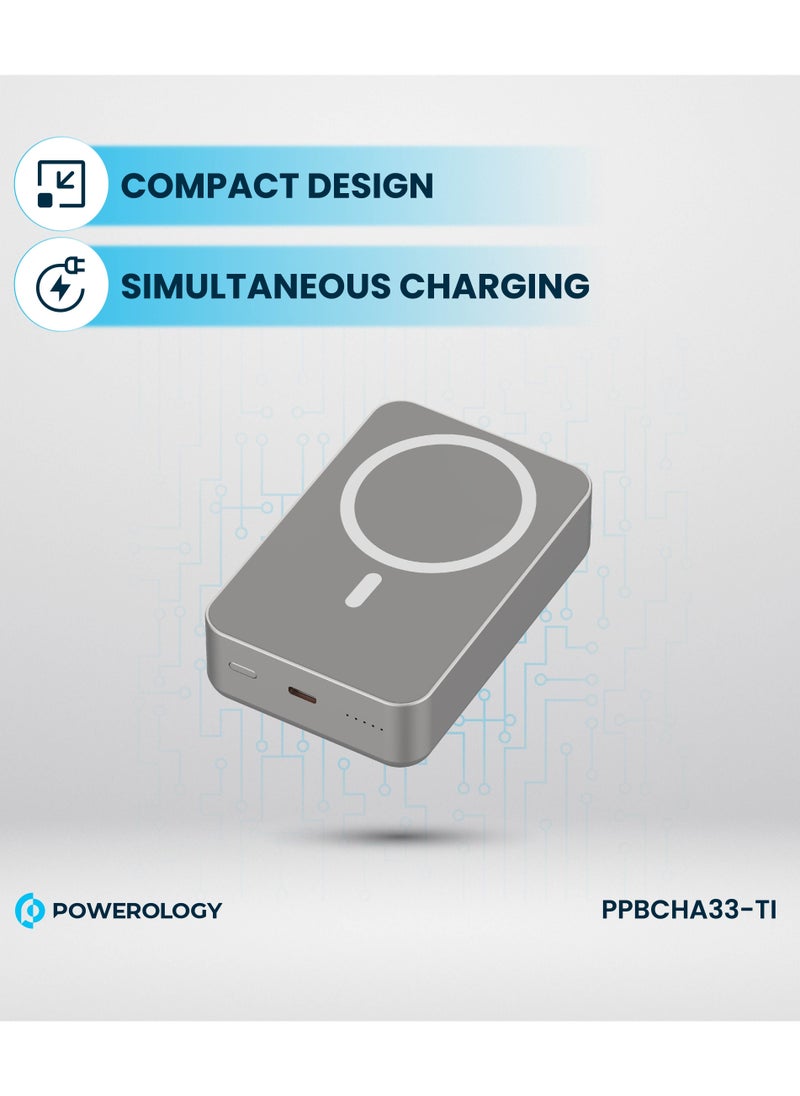 20000mAh Magsafe Power Bank 20W PD & 15W Wireless / Simultaneous Charging / Compact Design - Titanium