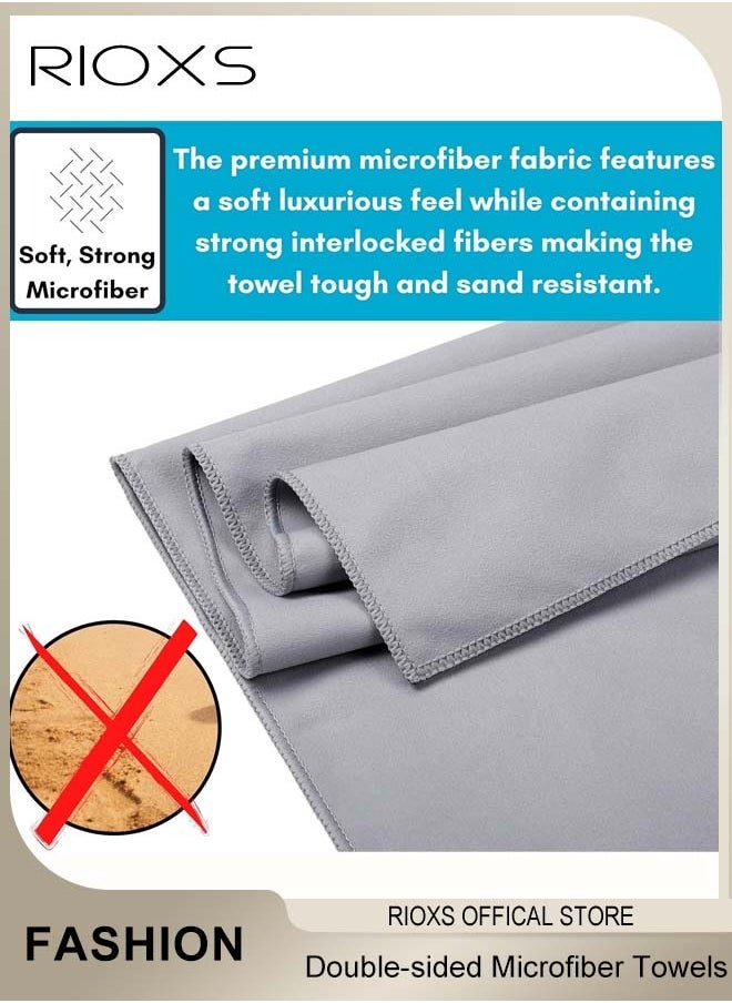 2 Pcs Double-sided Microfiber Towel Quick Fast Drying Compact Beach Towel Lightweight Towels Large Bath Sheet Towel Perfect for Travel Pool Swimming Bath Camping Yoga Gym Sports