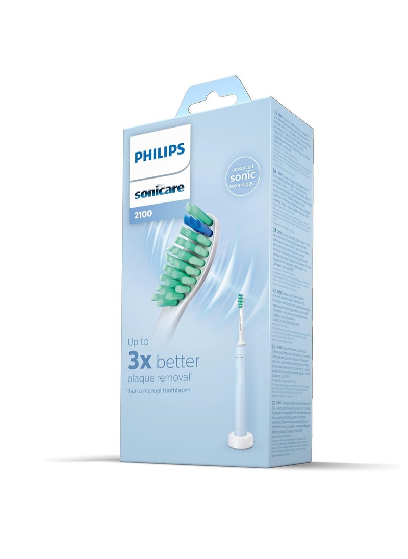 Philips Sonicare Rechargeable Electric Toothbrush 2100 Series, Light Blue, HX3651/12 Certified UAE 3 Pin