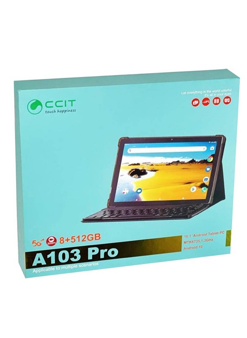 CCIT A103 Pro 5G Tablet PC With 10.1 Inch Dispaly 8GB RAM 512GB ROM 5800 mAh Battery with Wireless Keyboard and PU Tablet Cover