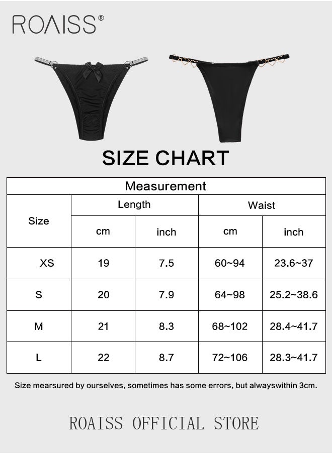 2 Piece Cut out Lace Panel Briefs for Women Comfy and Breathable Soft Seamless Low Waist Panties with Pure Cotton Crotch and Rhinestone Studded Detail Ladies Textured Ring Linked Quality Underwear