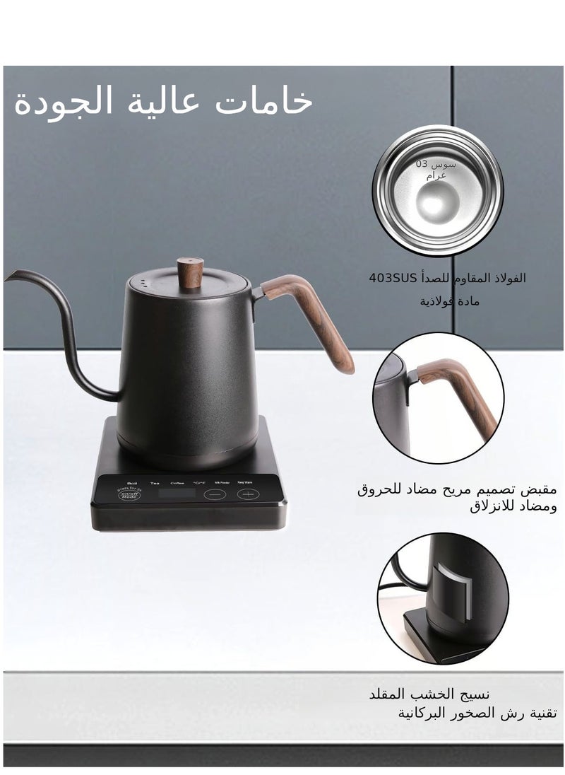 Electric Gooseneck Kettle 1000W Ultra Fast Boiling Water Kettle 100% Stainless Steel for Pour-over Coffee & Tea Leak-Proof Design Boil-Dry Protection 0.8L