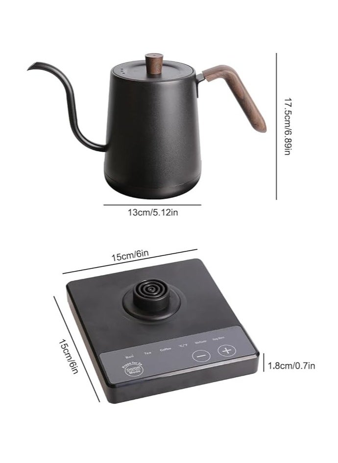 Electric Gooseneck Kettle 1000W Ultra Fast Boiling Water Kettle 100% Stainless Steel for Pour-over Coffee & Tea Leak-Proof Design Boil-Dry Protection 0.8L