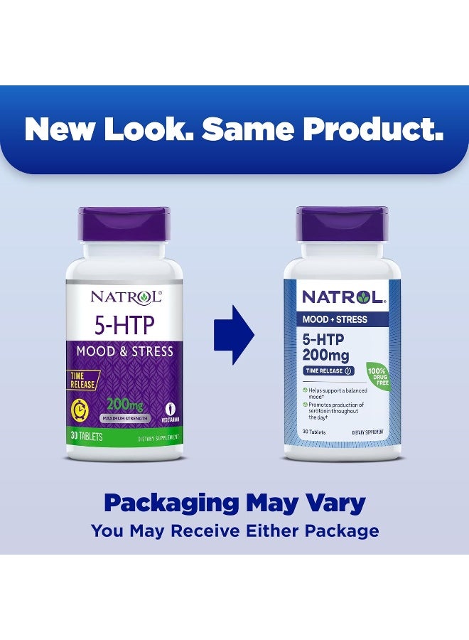 5-HTP, Time Release, 200mg - 30 Tablets Packaging May Vary