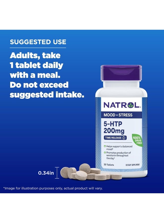 5-HTP, Time Release, 200mg - 30 Tablets Packaging May Vary