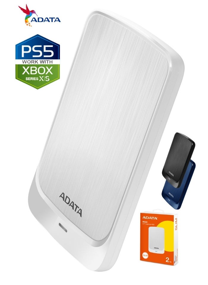 HV320 2TB External HDD Slim Hard Drive | Compatible with PS5 XBOX for Superfast Gaming Fast Data Transfer | White