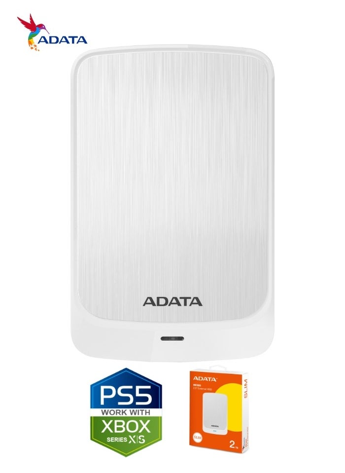 HV320 2TB External HDD Slim Hard Drive | Compatible with PS5 XBOX for Superfast Gaming Fast Data Transfer | White