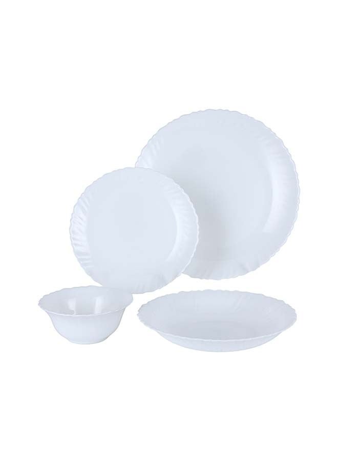 16 Pieces Classic Opalware Dinner Set RF12397 Includes Dinner Deep And Dessert Plates And Serving Bowls Dishwasher-Safe, Freezer and Microwave Safe