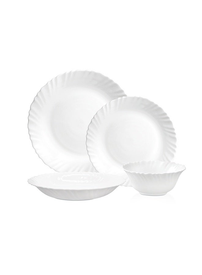 16 Pieces Classic Opalware Dinner Set RF12397 Includes Dinner Deep And Dessert Plates And Serving Bowls Dishwasher-Safe, Freezer and Microwave Safe