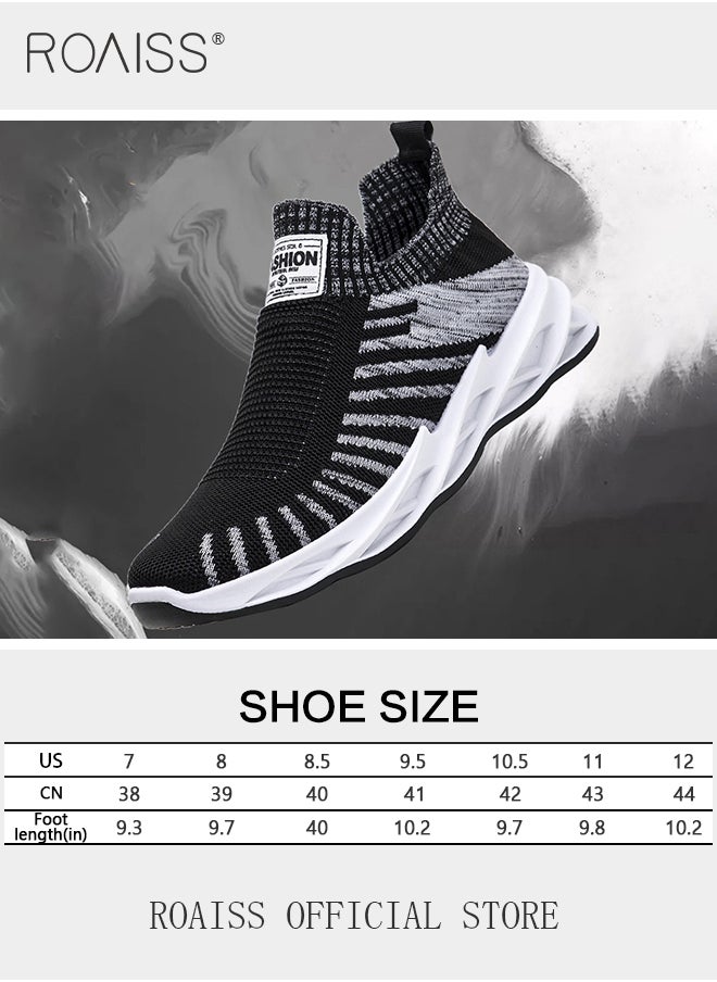 Fly Woven Upper Chunky Sneakers for Men Mesh Lace up Front Soft Sole Lightweight Breathable Sports Shoes Mens Elastic Wear Resistant Anti Slip Shock Absorption Outdoor Hiking Shoes