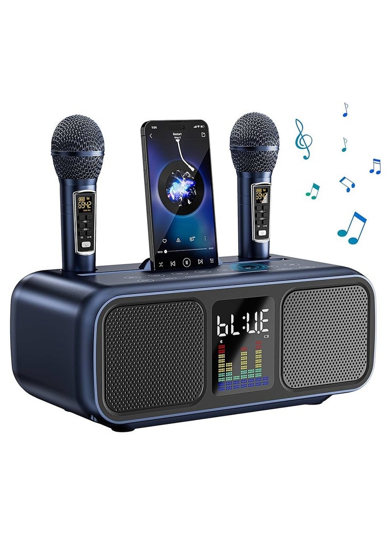 S39 Portable Bluetooth Speaker With 2 Microphones UHF Wireless Karaoke Machine For Adults And Kids Speaker System With Gradual Colorful LED Lights For Home Party