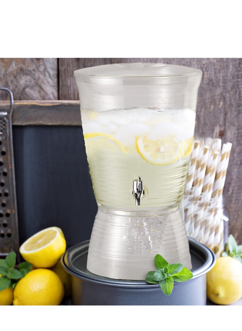 Acrylic Beverage Dispenser with Spigot 2.5 Gallon Clear Drink Dispenser with Detachable Base Iced Juice Container Unbreakable Water Dispenser Countertop,Daily Use Multipurpose Juice Pitcher Drink Dispenser