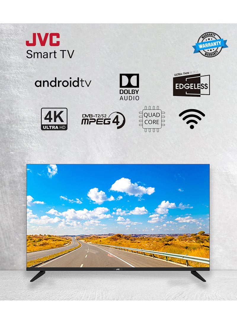 55 Inch Edgeless 4K UHD Android 13 Smart TV With Dolby Audio And Quadcore Processor LT-55N775 Black