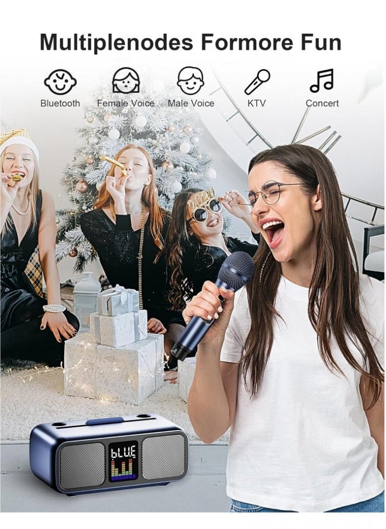Smart Berry S39 Pro Karaoke Machine Portable Speaker with 2 UHF Wireless Microphones Bluetooth AUX USB TF Card Support for Parties