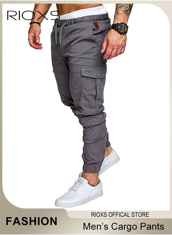 Cargo Pants For Men, Comfy Elastic Trouser With Pockets, Men's Athletic Trousers Breathable Sweatpants, Fashion Joggers Sports Pants For Men, Gym Sweatpants Trousers Mens Long Pants