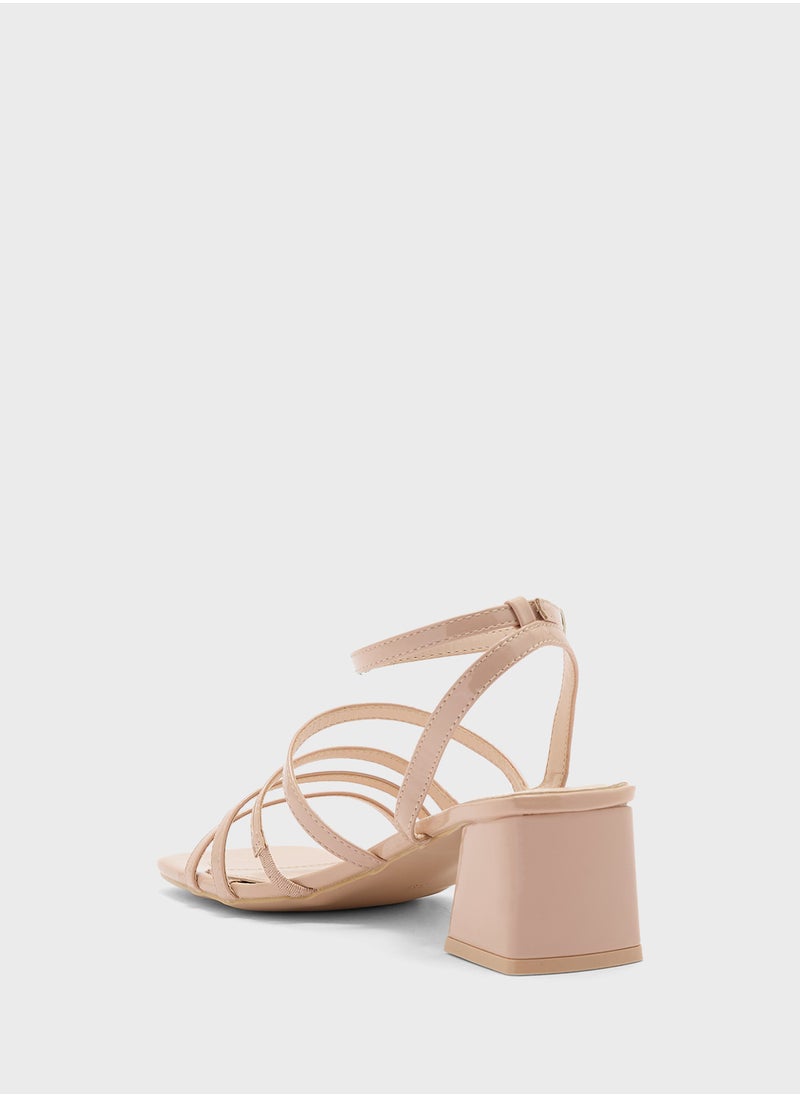 Mult Strap Low Block Heel Sandal