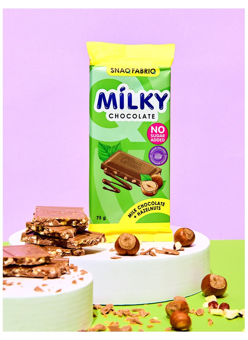 Milky Chocolate Bar with Milk Chocolate and Hazelnuts No Sugar Added 4x75g