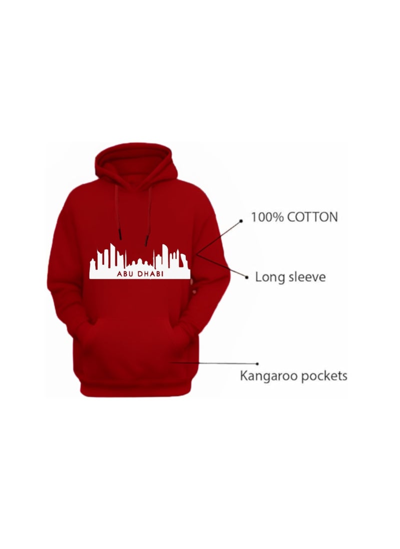 Abu Dhabi Skyline Hoodie - Soft Cotton Pullover - Casual Fashion Hoodie for Men and Women - Long Sleeve with Drawstring and Pockets - Perfect for Travel