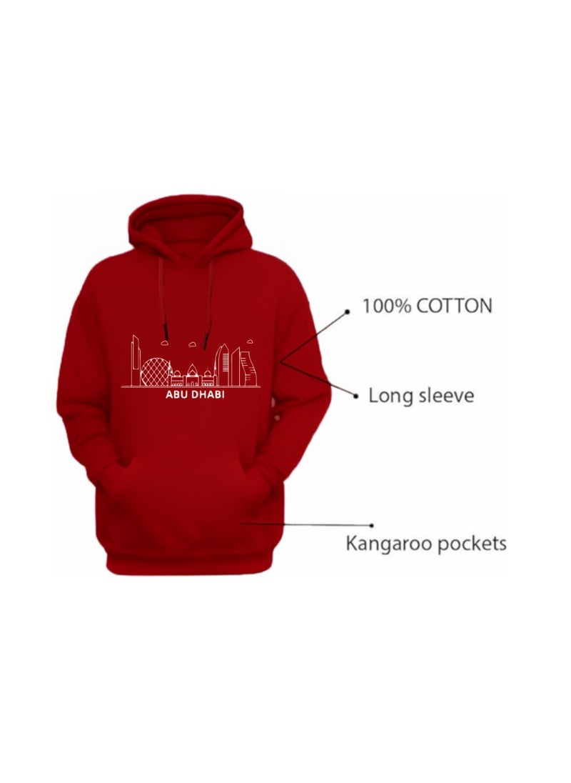 Abu Dhabi Skyline Hoodie - Soft Cotton Pullover - Casual Fashion Hoodie for Men and Women - Long Sleeve with Drawstring and Pockets - Perfect for Travel